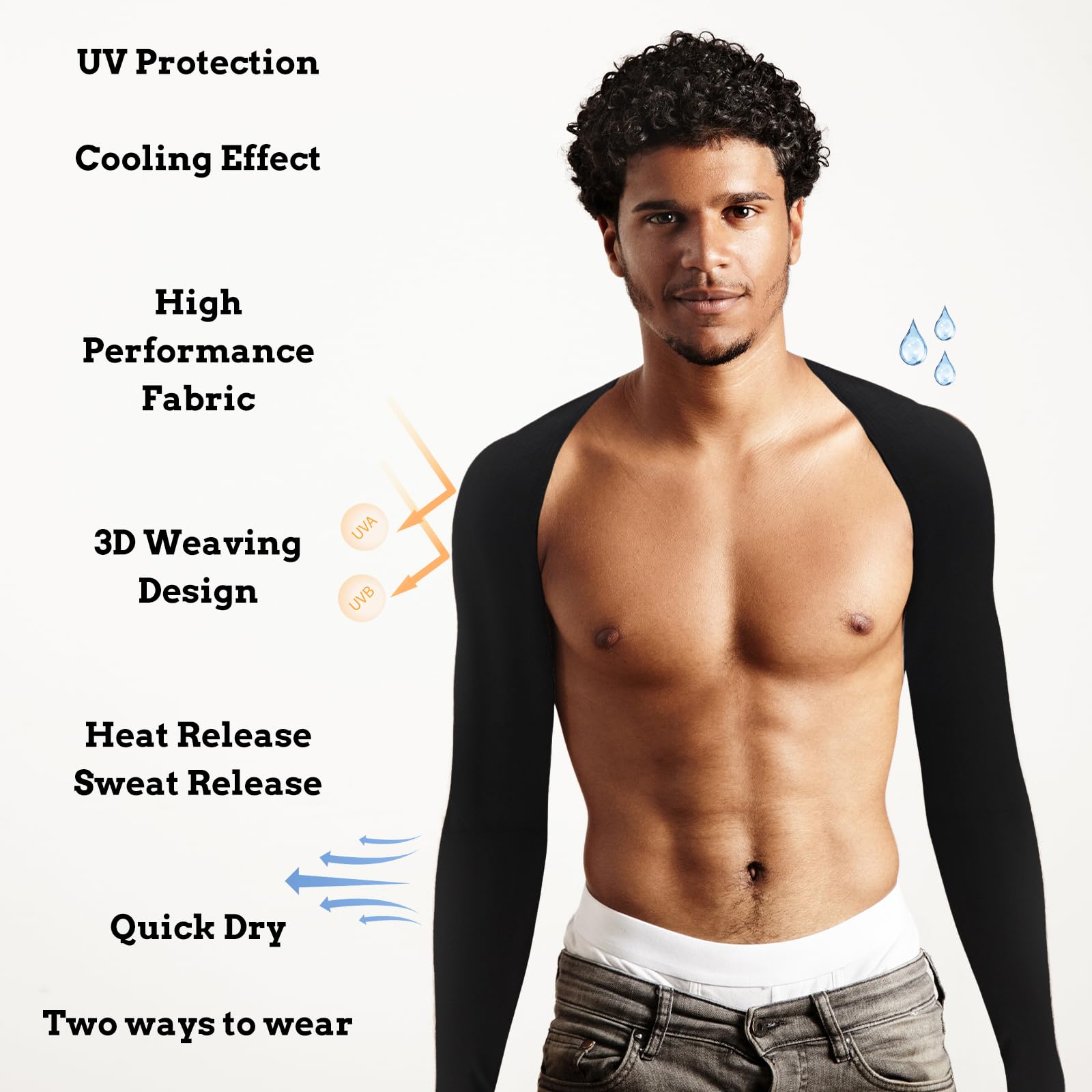 Sun Sleeves UV Schutz Bolero Schal Armmanschette Armstulpen mit Fingerloch für Damen Herren Outdoor