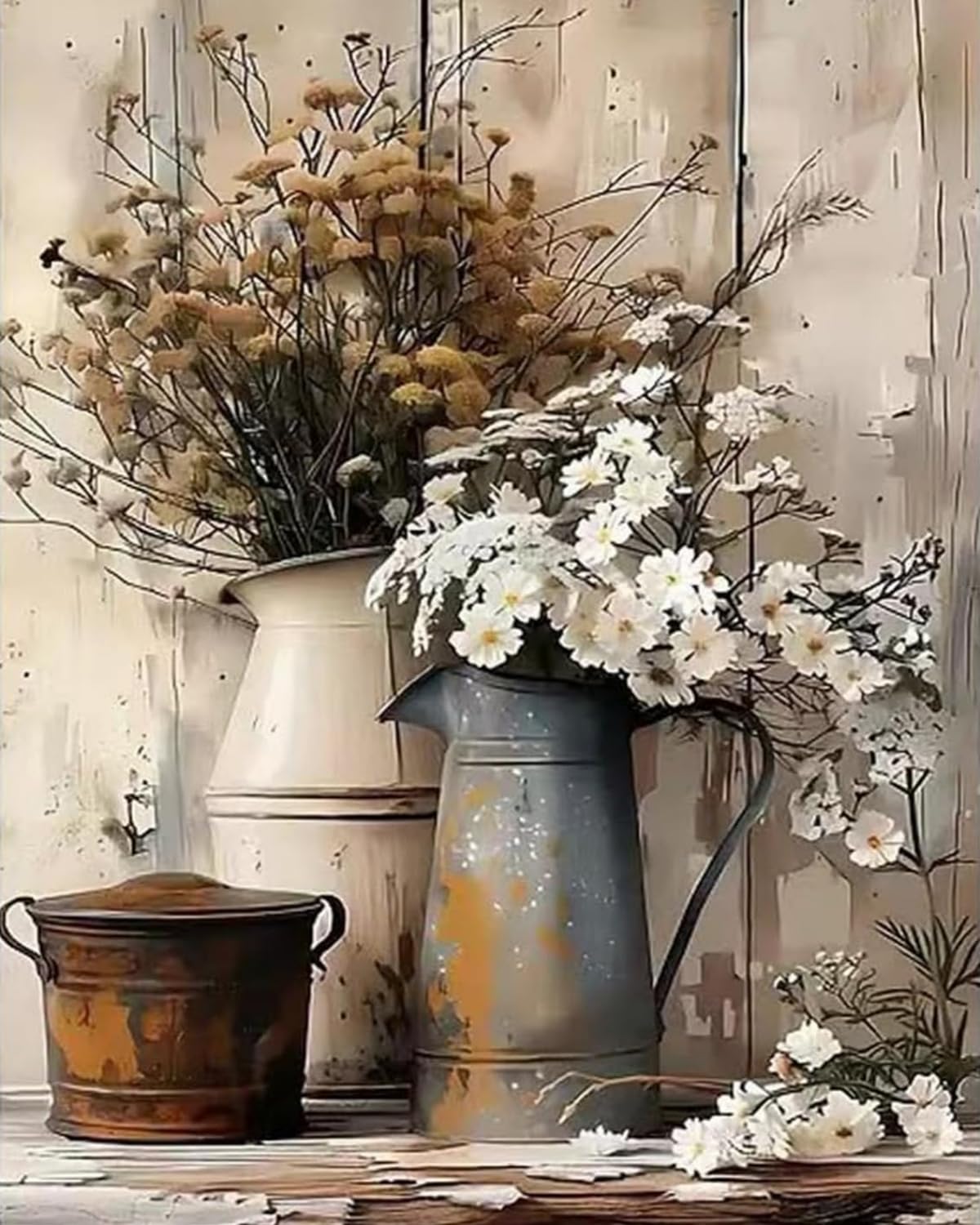 Easy Paint by Numbers Kit for Adults Beginner, Flowers Adult Paint by Number Kits on Canvas, DIY Painting with Numbers for Adults, Acrylic Simple Oil