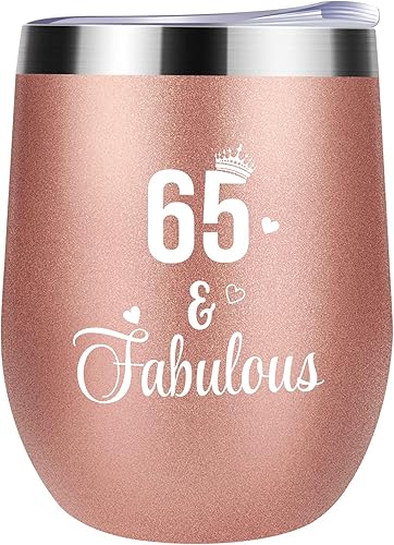 Regalos de cumpleaños n 65 para mujeres decoraciones de cumpleaños n 65 para mujeres y hombres vasos de vino de 12 onzas taza de café regalos para