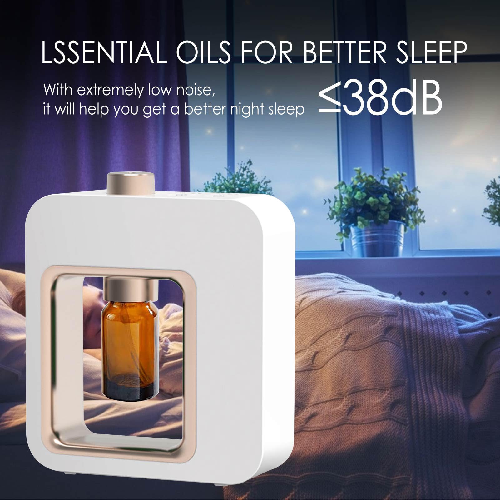 Diffusore di aromaterapia domestica – Diffusore di oli essenziali per oli | Umidificatore ad ultrasuoni con regolabile, illuminazione a LED, silenziosa e portatile, per la camera