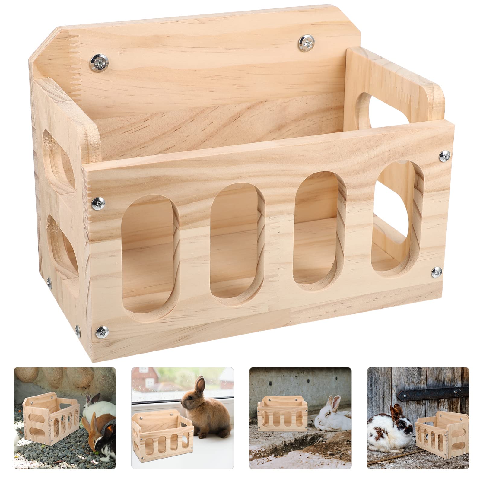 Happyyami Alimentador De Heno para Conejos Y Animales Pequeños Comedero De Heno para Jaula Contenedor De Fácil De Instalar para Hámster Chinchilla Y Conejillo De Indias 9.25X6.69X5.31In