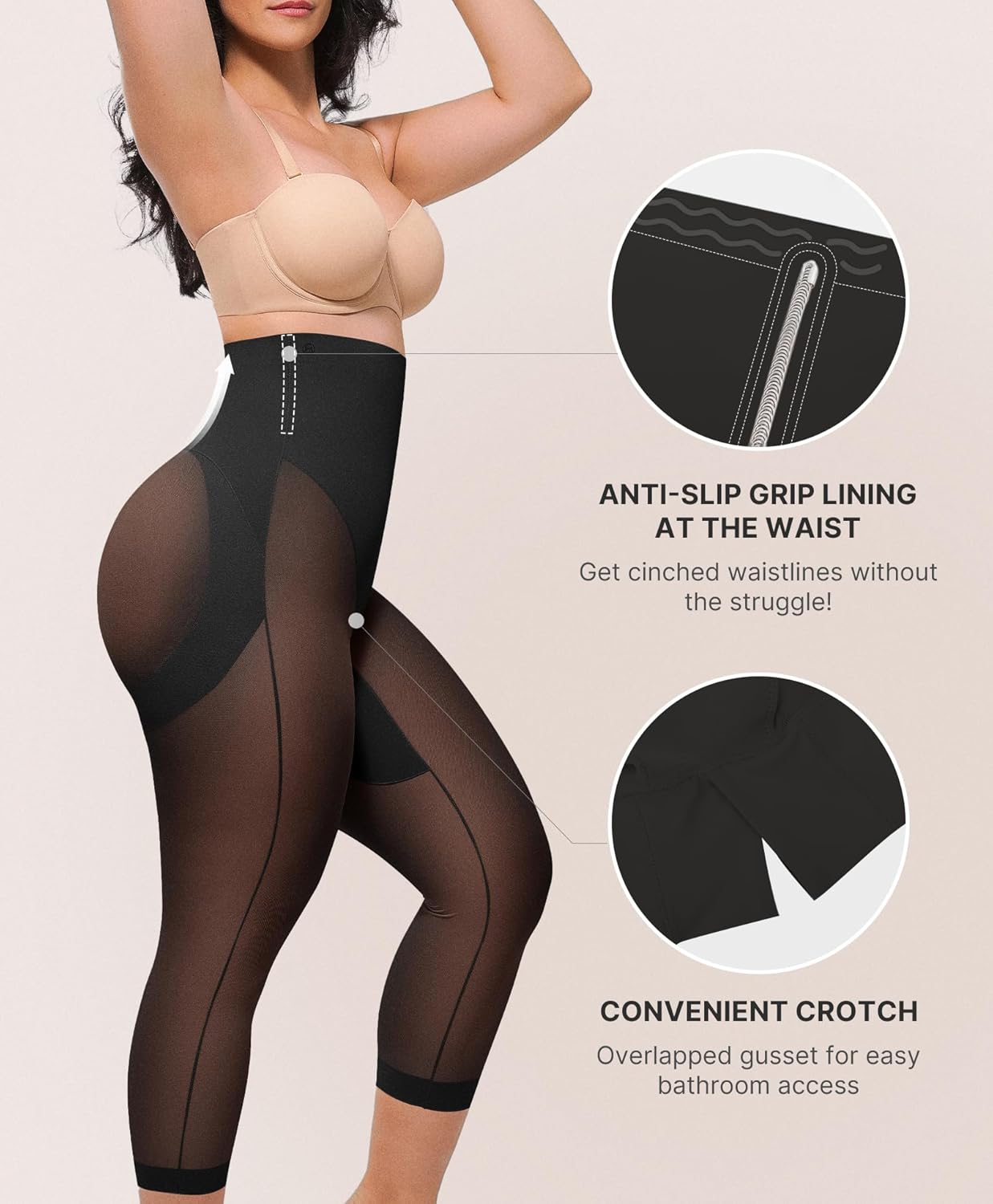 SHAPELLX Shapewear for Women Capris Leggings Tummy Control Underwear High Waist Body Shaper Butt Lifting Panties - Image 4