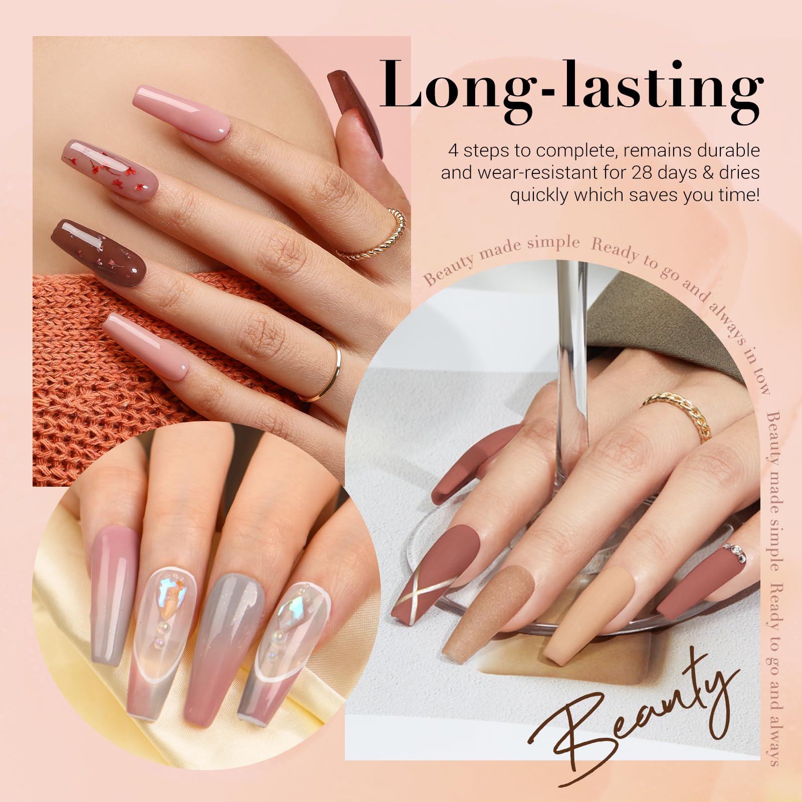AZUREBEAUTY 31Pcs Dip Powder Nail Kit Starter 20 Colors Pastel Spring Summer Pink Acrylic Dipping Powder Set with Top/Base Coat Activator & Recycling Tray for Macaron French Manicure Salon: Chocolate Neutral Brown