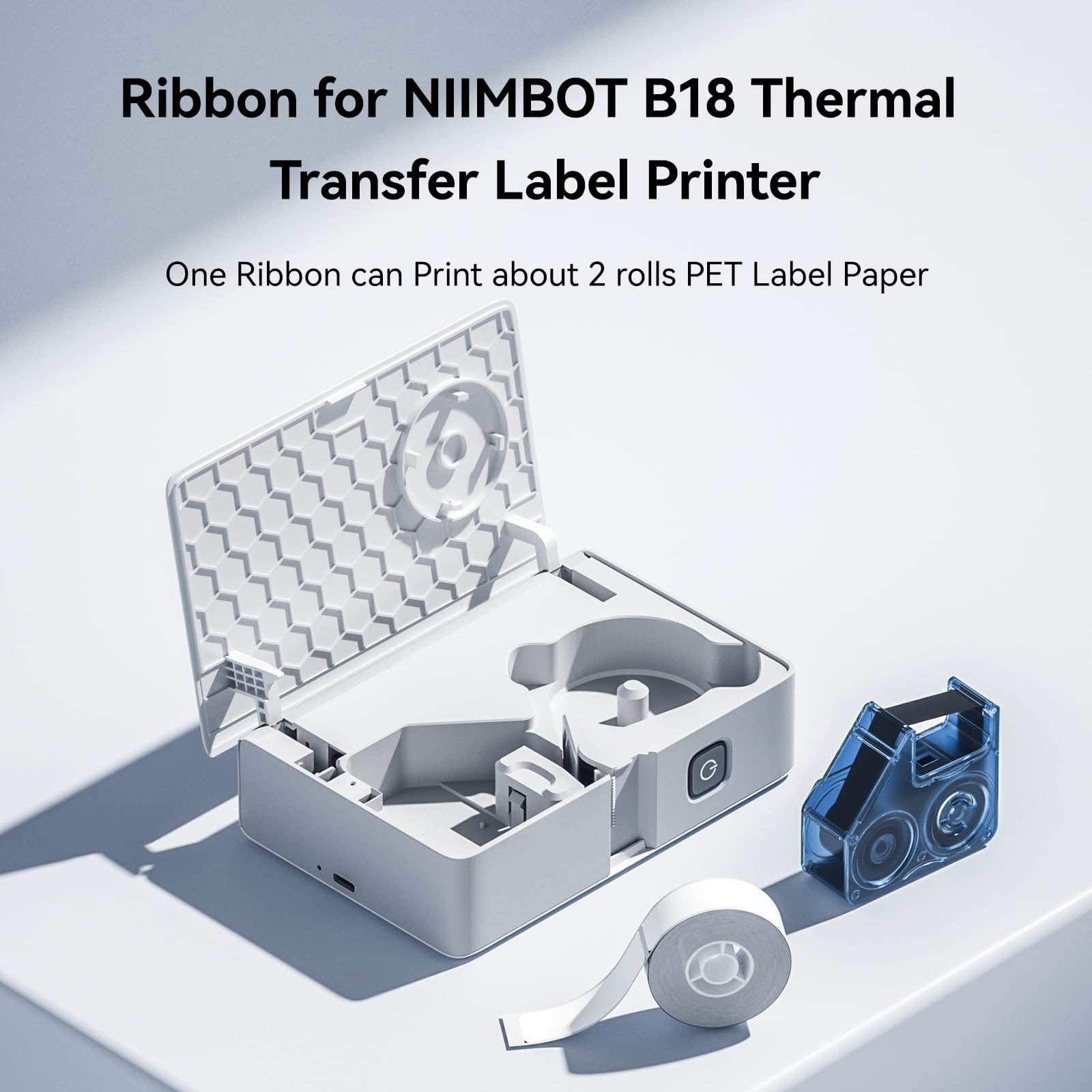 Recharges De Rechange Pour Imprimante D'étiquettes à Transfert Thermique NIIMBOT B18, Ruban Adhésif D'impression Transparent, Durable, Ne Se Décolore Pas, Jusqu'à 15 M (blanc