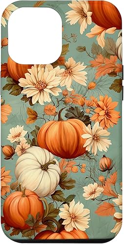 Funda con temática de otoño para iPhone 12 Pro Max con diseño de calabaza de otoño