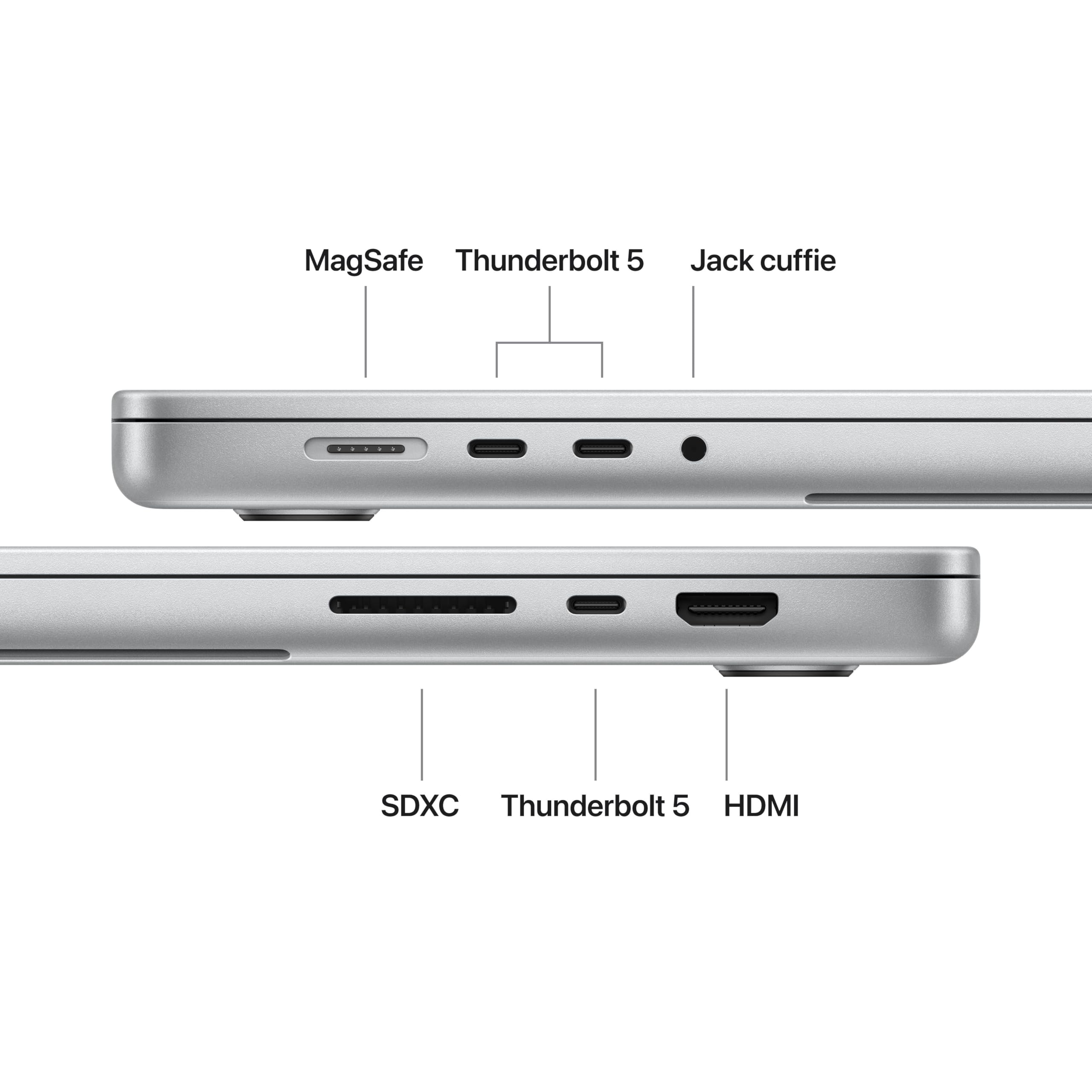 Apple MacBook Pro Portatile con chip M5 Pro, CPU 18 e GPU 20 core: progettato per l’AI, display Liquid Retina XDR da 16,2'', 48 GB di memoria unificata, 1 TB SSD, Wi Fi 7 – Argento