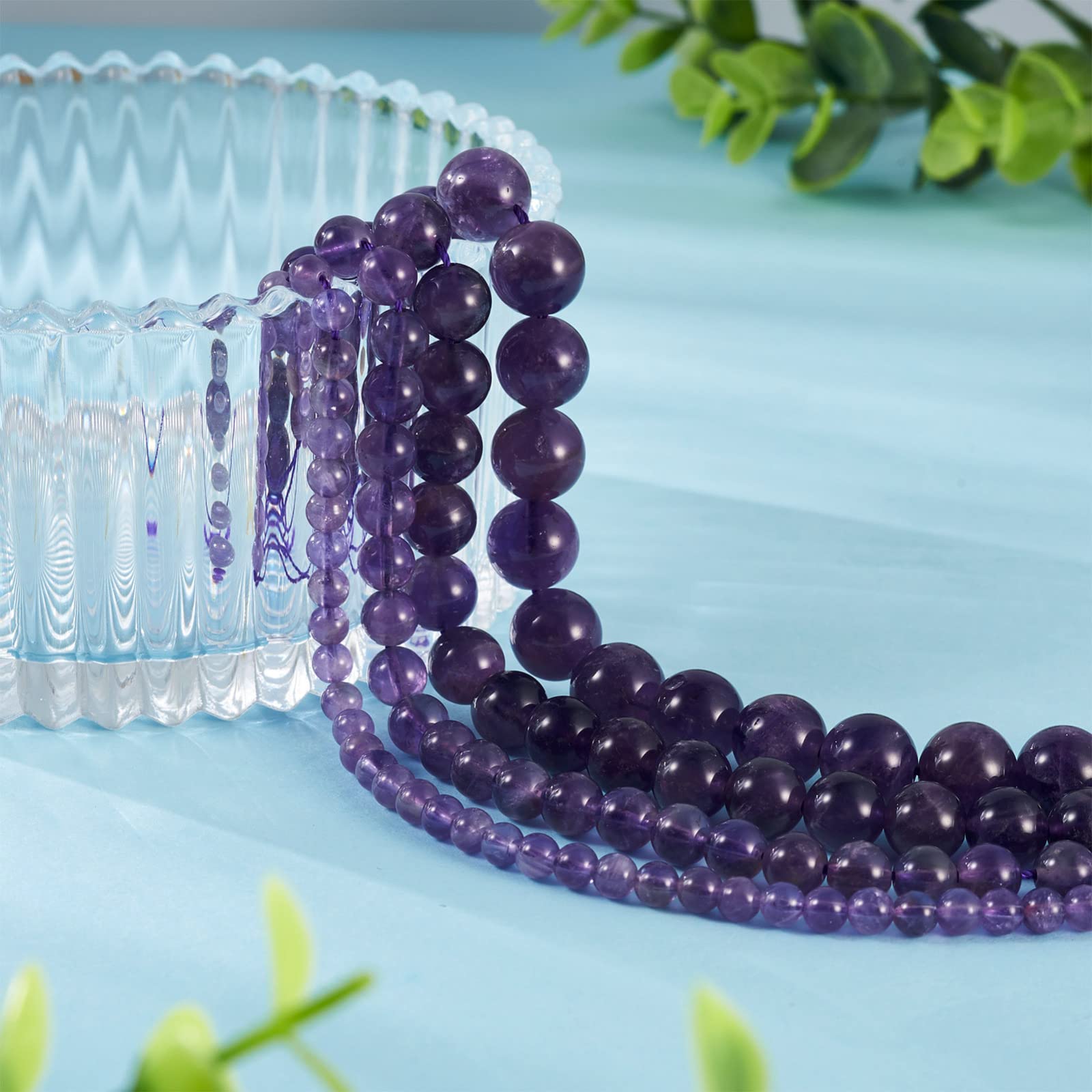 Amazon | Beadthoven 4連入り 4mm/6mm/8mm/10mm アメジスト 天然石 