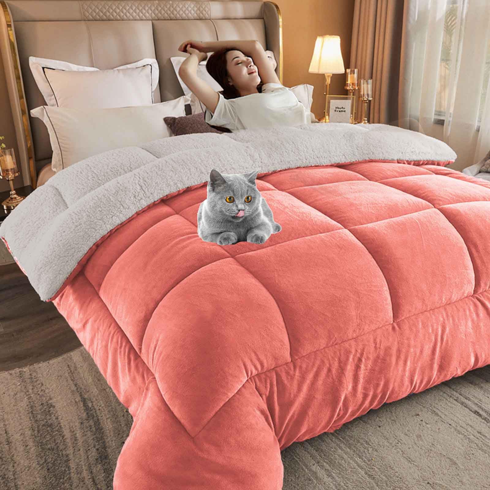 HLTQL Quilt Winter Lamb Velvet King,Thicken Winter Warm Lamb Velvet Comforter,Winter Duvet, Super Soft Warm Lamb Wool Quilt,Suitable for Autumn Winter(03,Pillowcase) — image 1