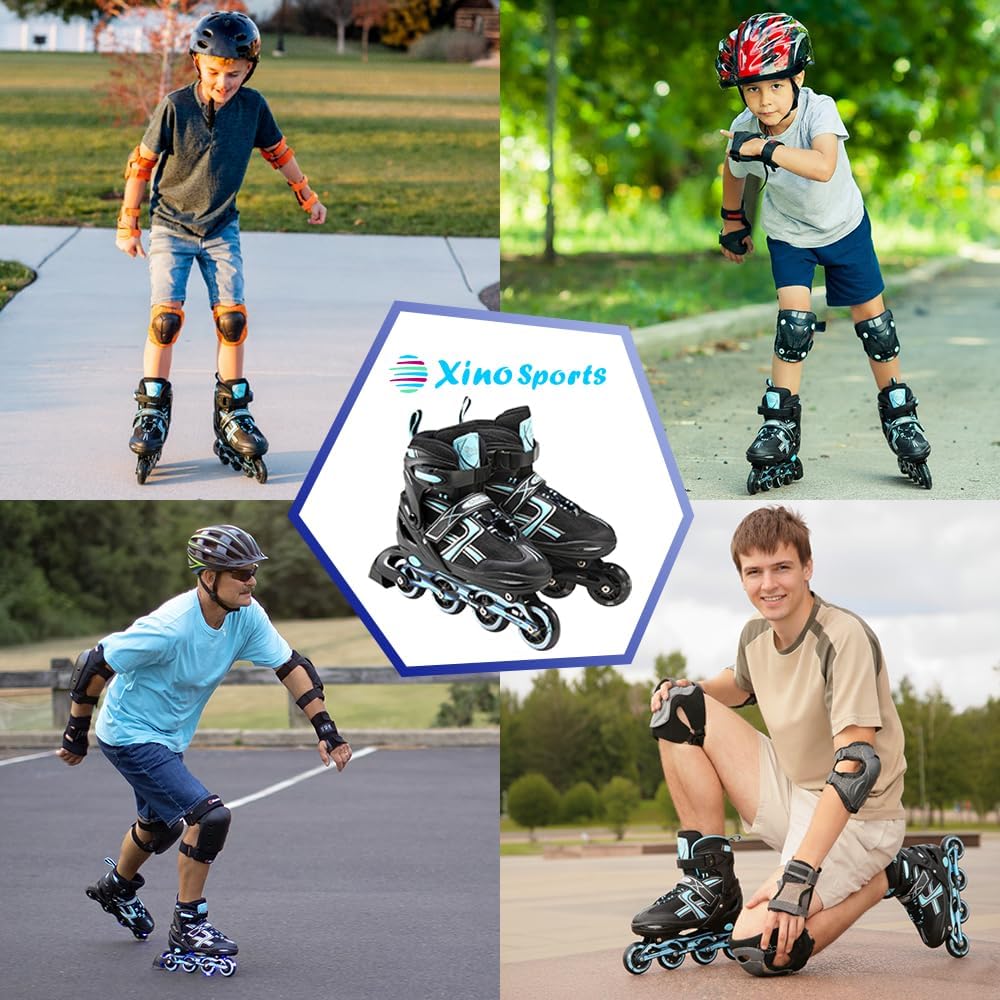 Xino Sports Kids Inline Skates for Girls & Boys - Adjustable Skates with LED Illuminating Light Up Wheels - Youth Skates for Indoors & Outdoors