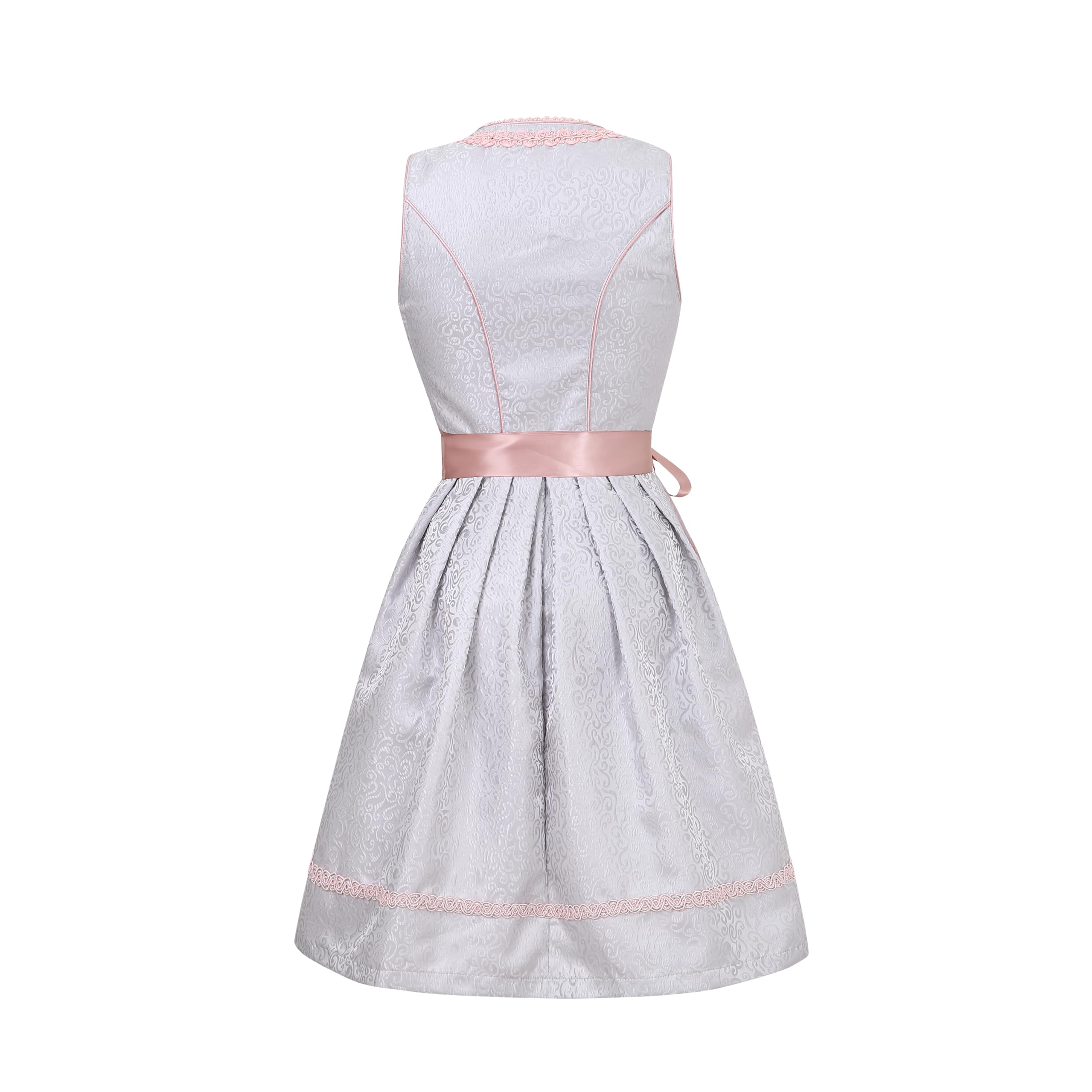 Jecarden Midi Dirndl Damen inkl. Spitzenschürze für Oktoberfest Trachtenkleid für Besondere Trachtenmode für Anlässe Trachtenrock Kleid