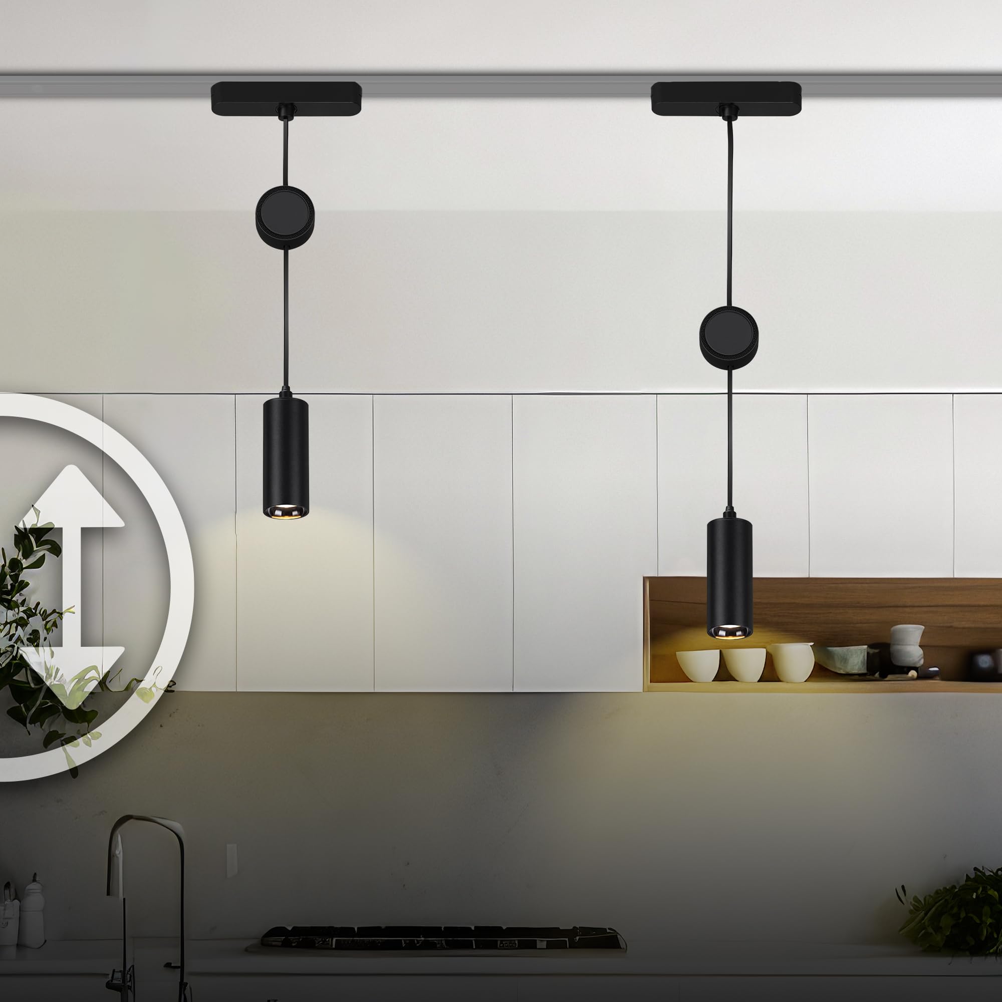 BRILONER - Système de rail Luxtrail set complet, 4x spots LED, 2x suspensions LED réglables en hauteur, forme L, lampes, système de rail lumineux pour plafond, rail de spots, plafonnier, 3m, noir