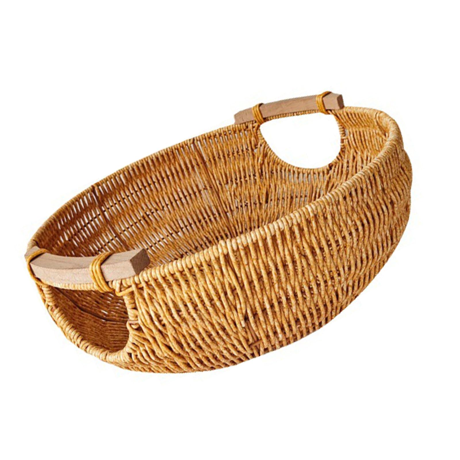 Panier en rotin imitation pour organiser le désordre du salon