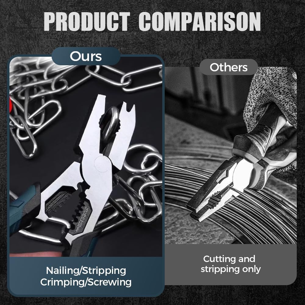 10-18 AWG Wire Stripper Cutter Wire Stripping Tool, Industrial-Grade Multi-function Cutting Pliers, 9" Multifunction Pliers Nail Puller/Wire Cutter/Stripper/Crimper—Professional Repair Tool