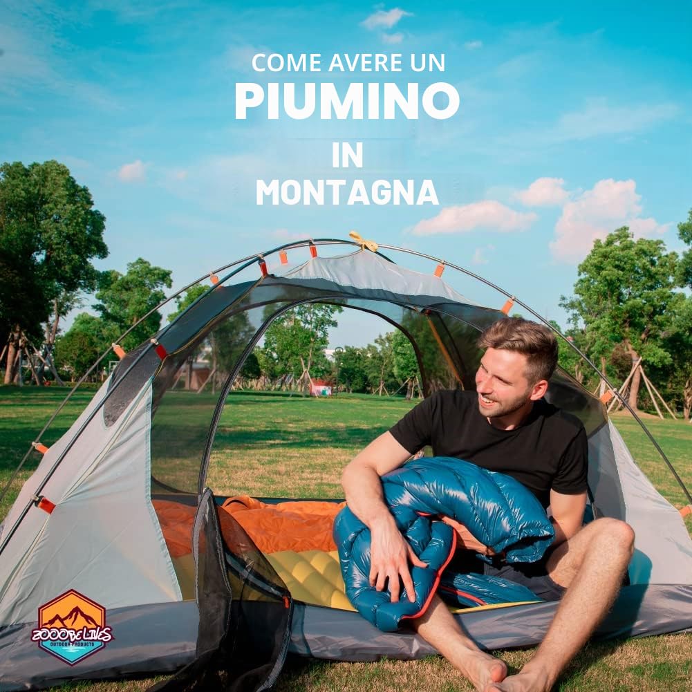 ZOOOBELIVES Alplive T400 - Sacco a pelo ultraleggero in piuma, 800 ml, ultra compatto, 650 Fill Power, sacco a pelo per escursionismo, campeggio e backcountry, leggero e compatto