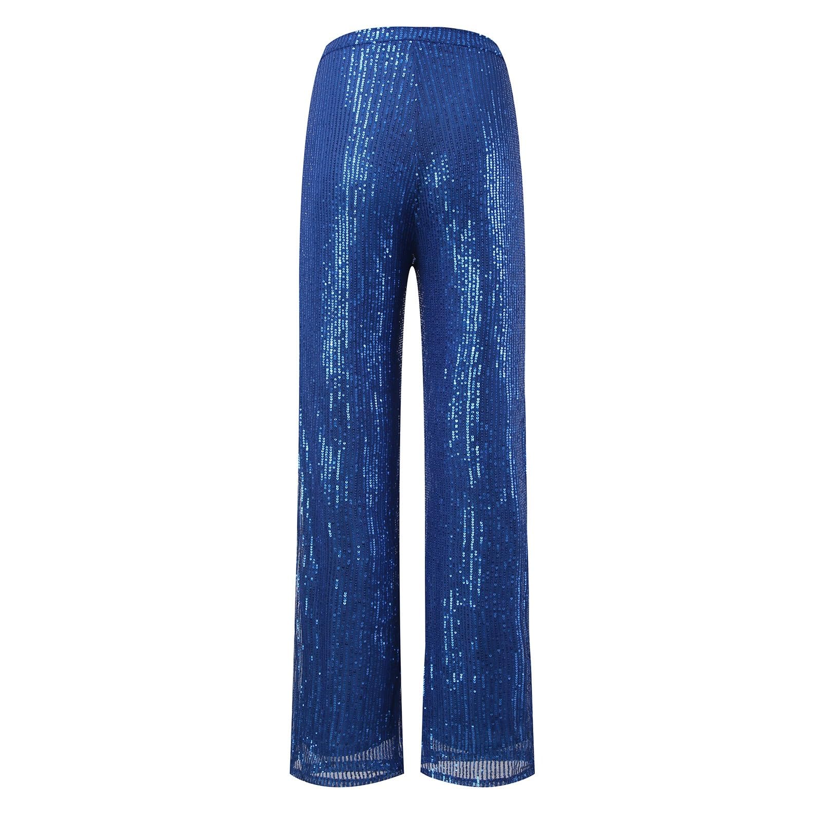 Pantaloni Palazzo Donna Vita Alta Elegante con Paillettes Pantaloni a Zampa Brillantini Morbidi Comodi da Danza Pantalone Glitter Leggeri Larghi Elasticizzati Casual per Ballo Feste e Carnevale