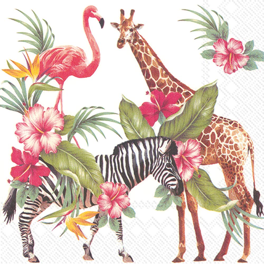 Boston International IHR 20-Count 3-Ply Lunch Paper Napkins, 6.5 x 6.5-Inches, Safari Park — image 1