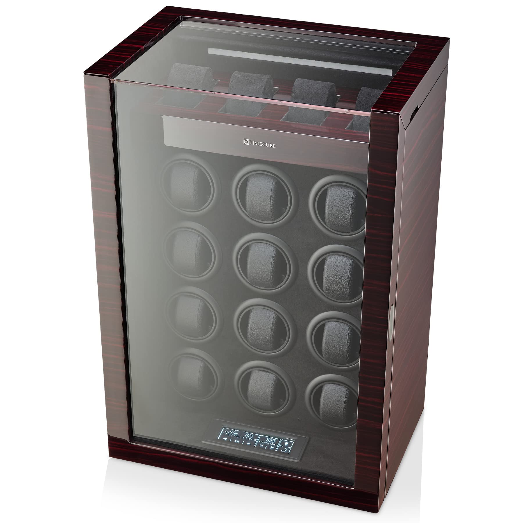 TIMECUBE Watch Winder for 12 Watches with Interior Light and 4 Watch Storage Slots (Ebony)