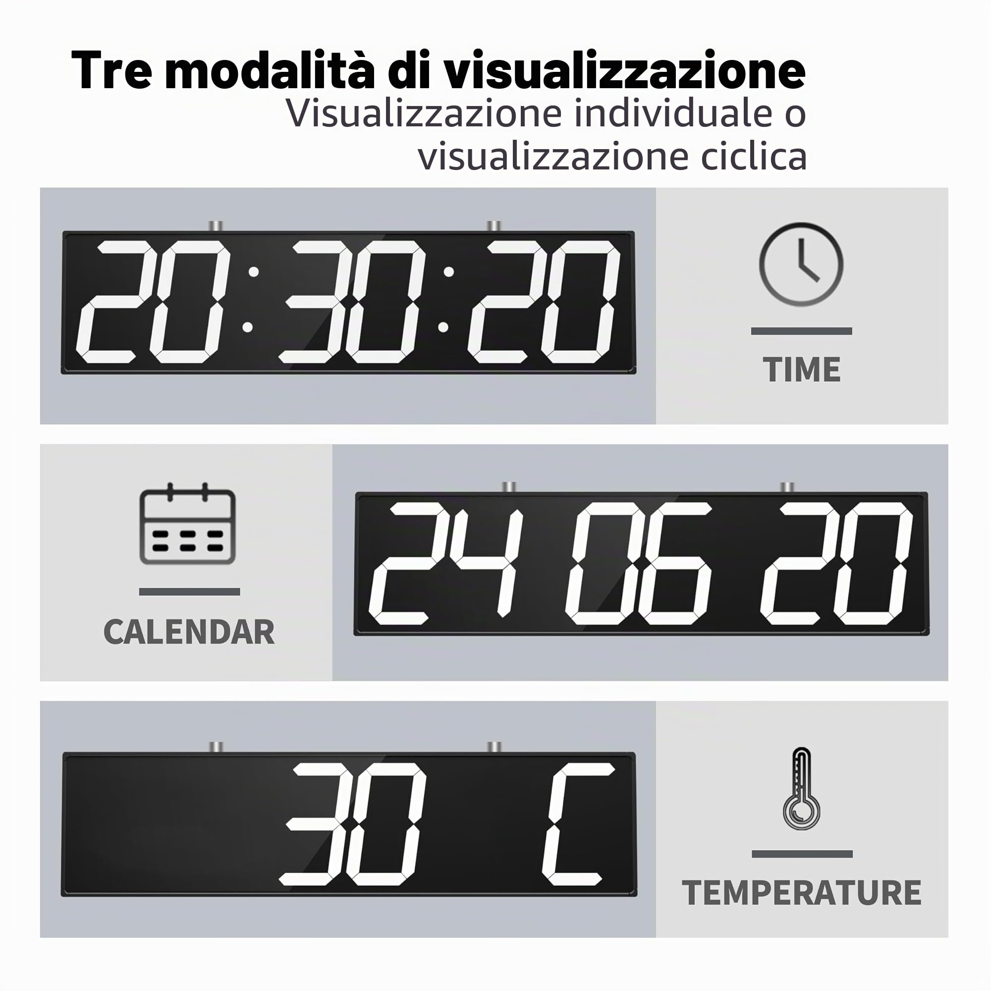 CHKOSDA Orologio da parete digitale a doppia faccia da 72,1 cm, multifunzione a LED, grande timer con temperatura e data, orologio digitale da appendere grande display per corridoi, ospedali (bianco)