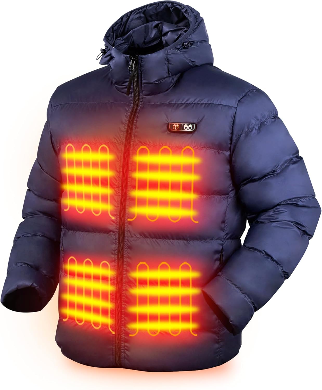 PTAHDUS Men’s Heated Jacket with Battery Pack 7.4V, with Hand Warmer Pocket Lightweight Heated Puffer Jacket Men