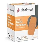Dealmed Fabric Flexible Adhesive Bandages - 50 Count (1 Pack) Bandages with Non-Stick Pad, Latex Free, Wound Care for First Aid Kit, 2 x 4