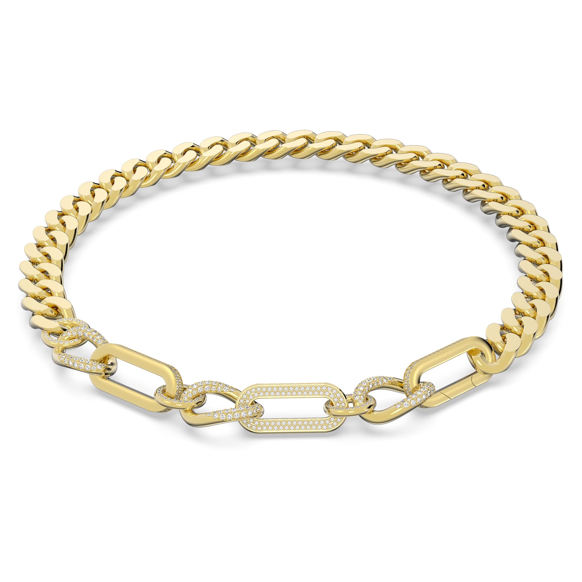 Swarovski Dextera necklace, Statement, Mixed links, White, Gold-tone plated