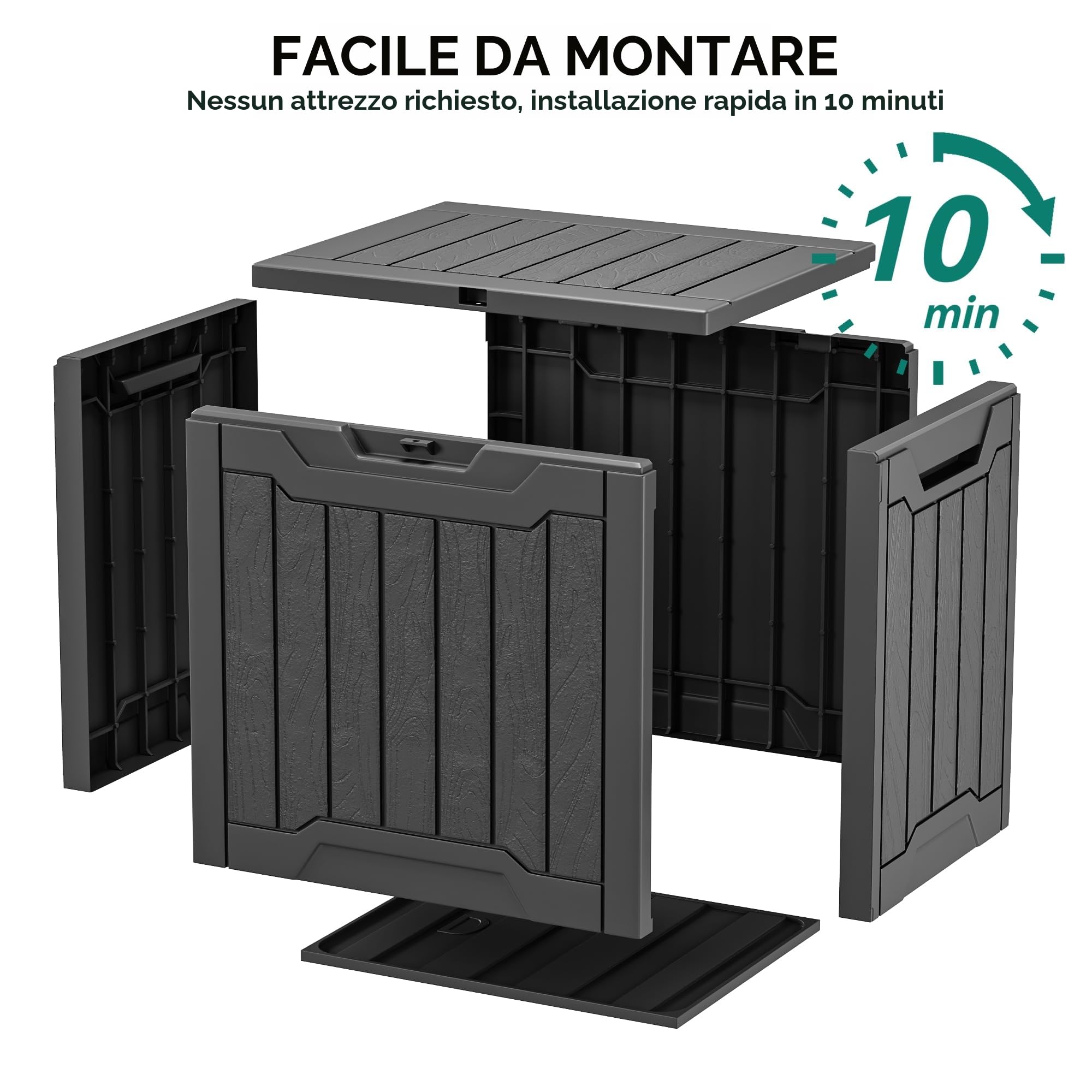 YITAHOME Scatola portaoggetti in resina 90 litri resistente all'acqua con serratura nera
