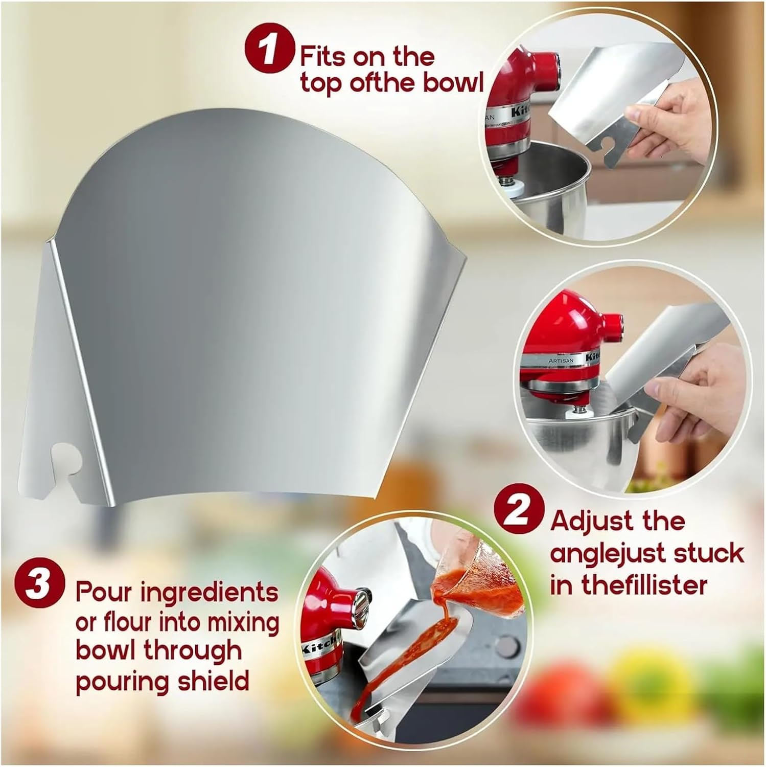 Stainless Steel Pouring Shield for Stand Mixer