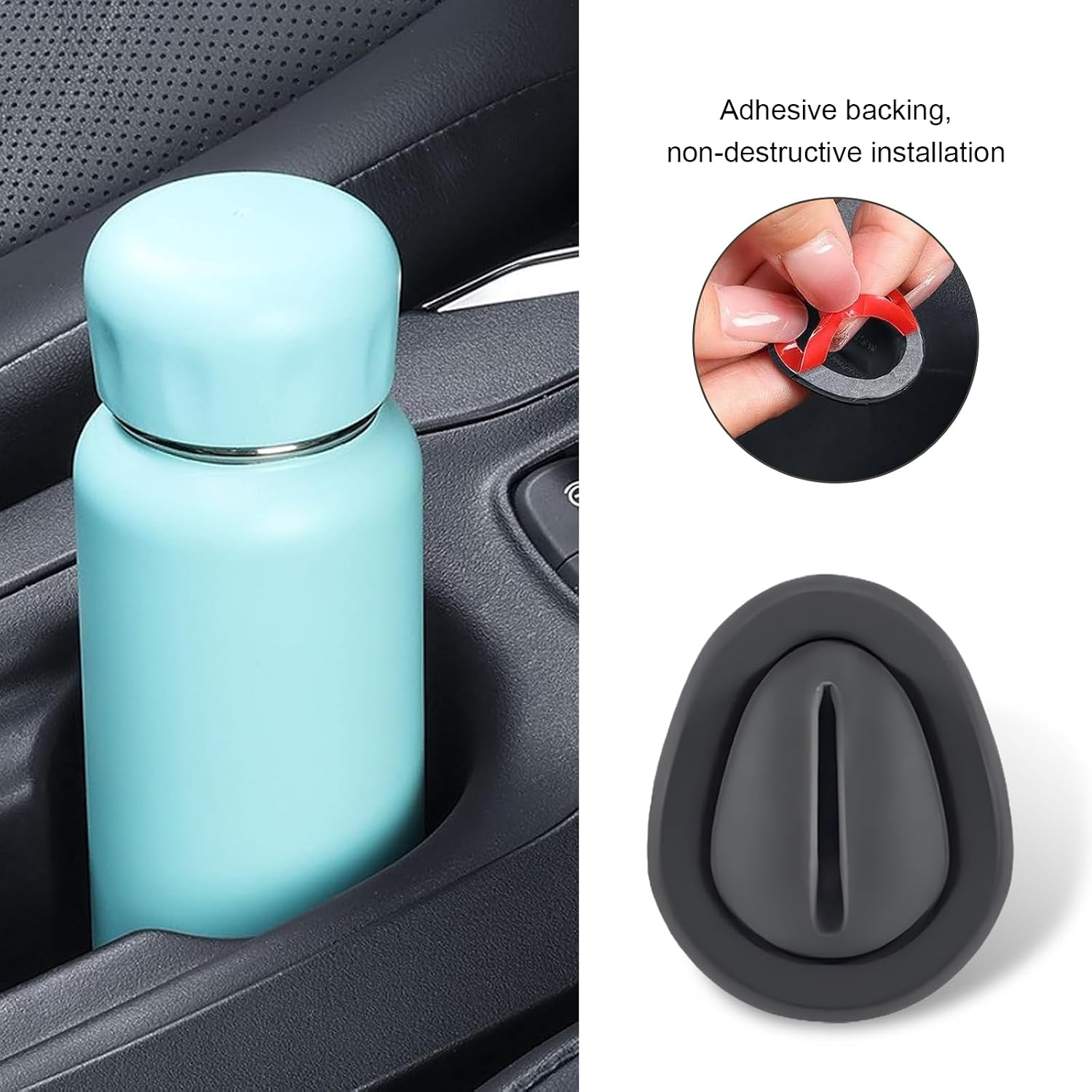 6 PCS Car Cup Holder Insert, Anti-Shake Silicone Car Holder Coasters with Self-Adhesive, Bottle Stabilizers Coasters Limiter, Universal Car Accessories Interior for Car, Truck, SUV (Black) image 5
