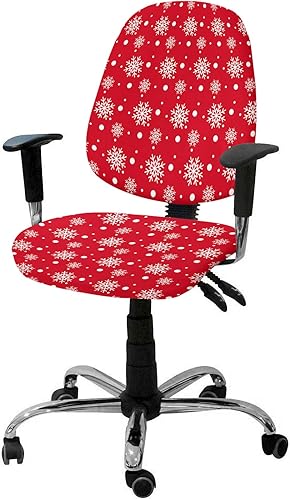 Fundas elásticas para silla de oficina de copo de nieve de Navidad, 2 piezas, suave, decorativo, protector para silla de escritorio, protector