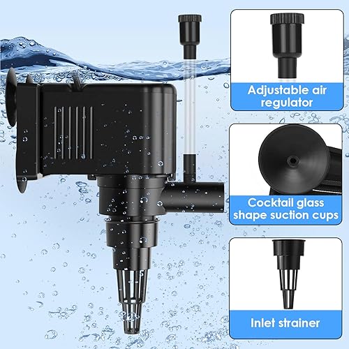 Miniatura 3 de AquaMiracle Bomba de agua circulante para acuario, bomba de agua de circulación de 210 GPH para acuarios de 40-60 galones con características de