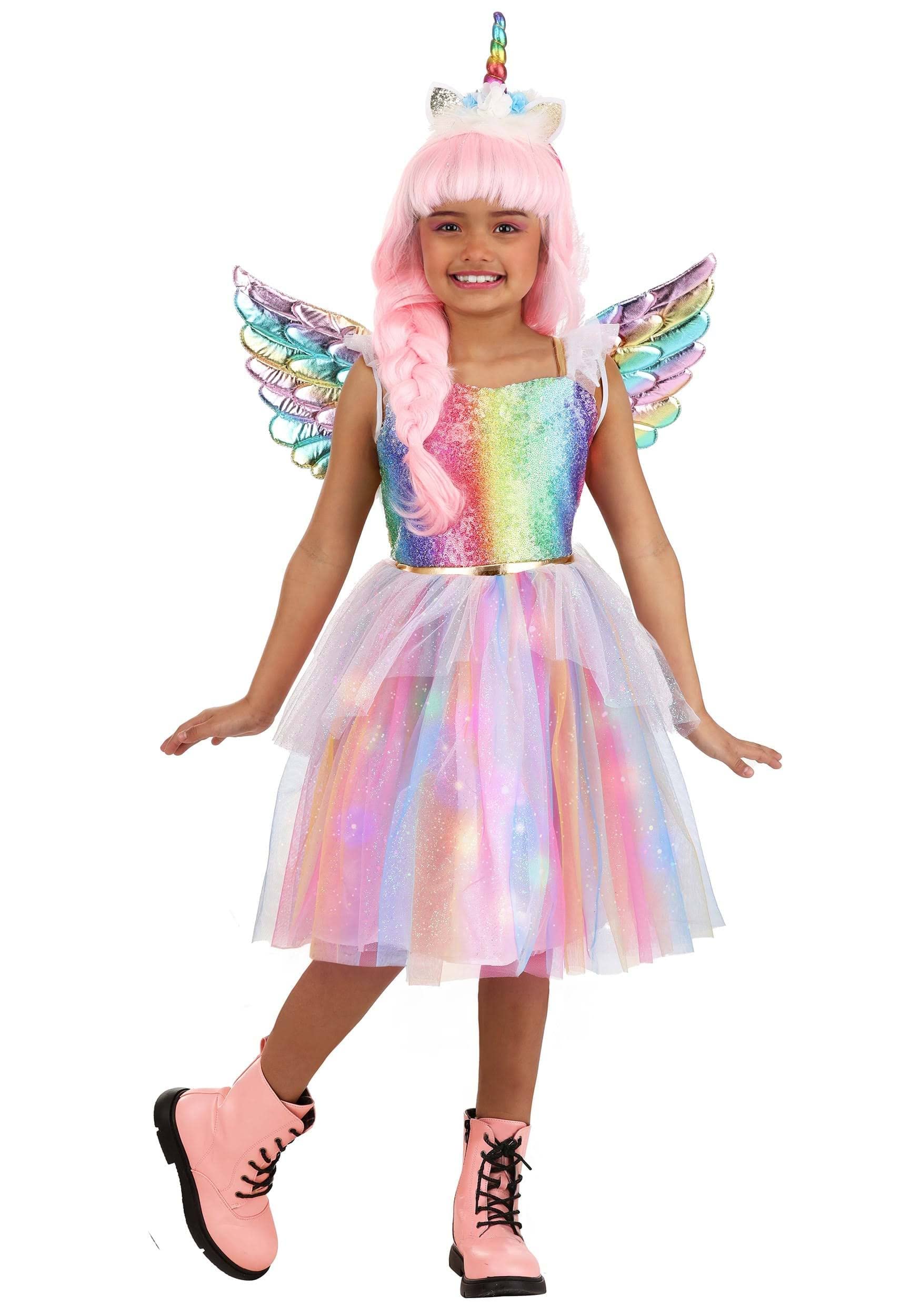 Forever Young Girls Kids Princess Fairytale Unicorn Fancy Dress Halloween Costume