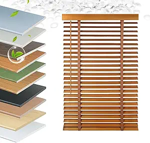 Faux Wood Blinds 2 Inch Cordless, Room Darkening Mini Venetian Horizontal Blinds & Shades for Indoor Windows, Office, Living Room, Bedroom, Multiple Colors