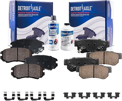 Detroit Axle - Pastillas de freno para Hyundai Elantra Sonata Tucson Kia Magentis Optima Sportage, 4 pastillas de freno de cerámica delanteras y