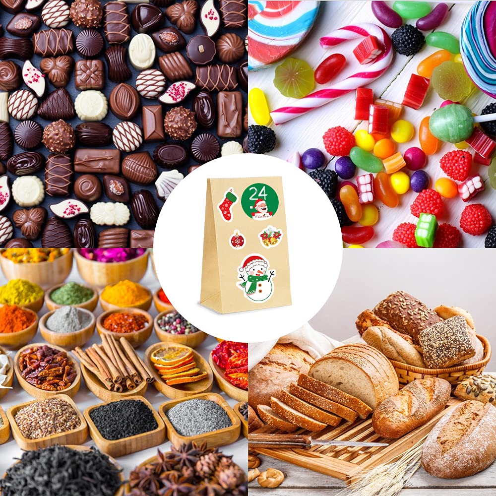 Sprinlot Calendario dell'Avvento, 25 Sacchetti di Carta Kraft con Adesivi Numerici, Calendario dell'Avvento Fai da Te, Avvento Calendario Avvento da Riempire, Calendario di Natale per Bambino