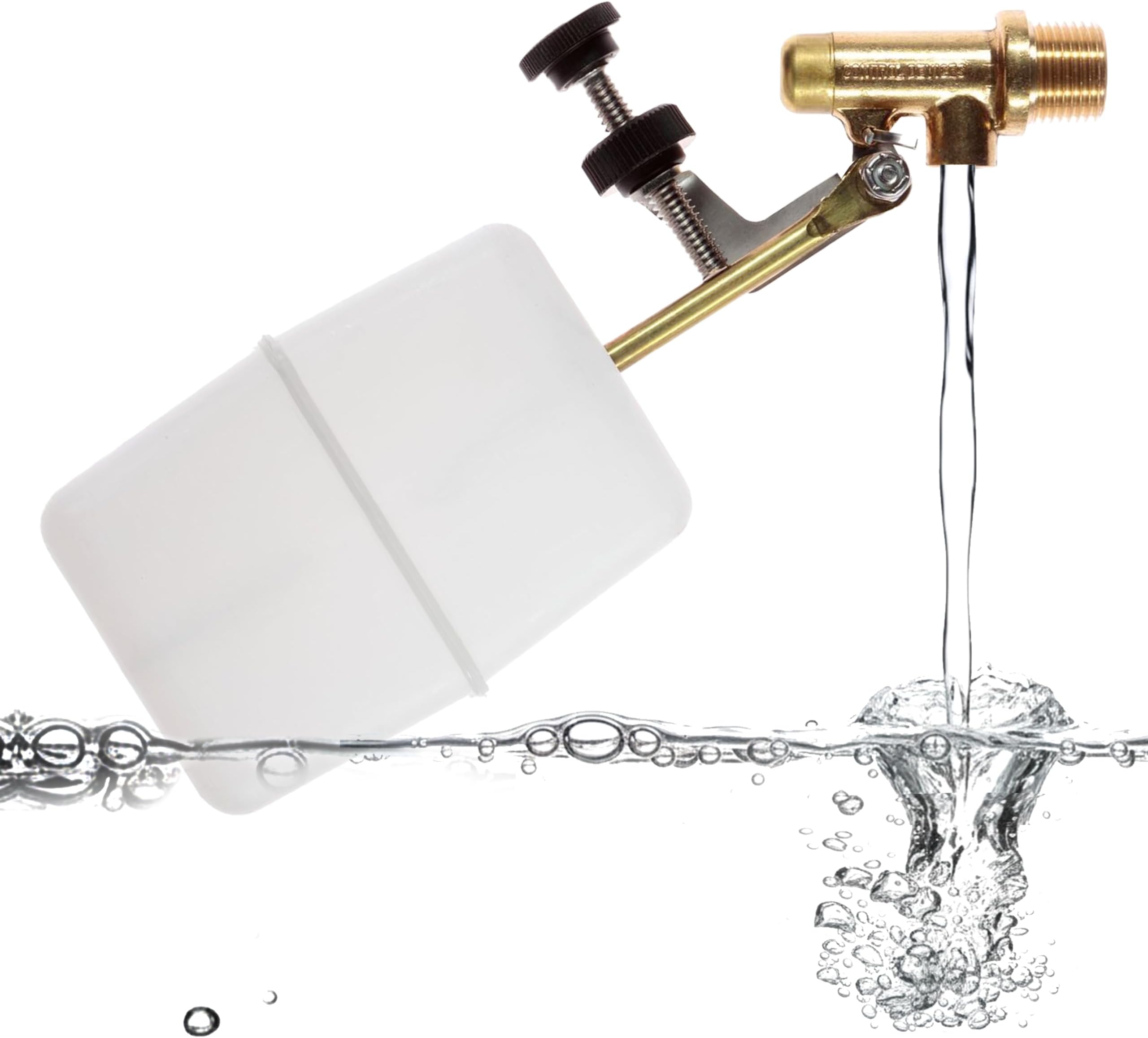 Float Tec EZ Adjust Brass Replacement Float Valve 3/8" NPT Male Threads with 3" arm for Autofill, Pools, Spas, Water fountains, Livestock Water Trough, Water Tanks Fits 8" Canister