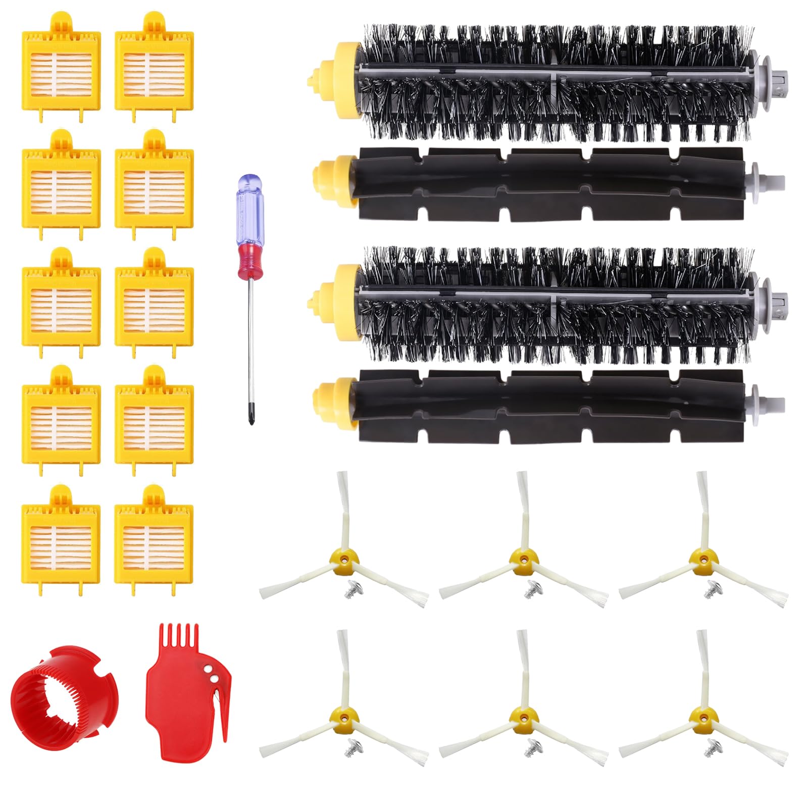 MIRTUX Kit de Recambios Compatible con Roomba serie 700 - Repuestos para Roomba 720, 750, 760, 765, 770, 775, 776, 780, 785, 790...(Todos los modelos) - Pack de Rodillos, Filtros, Cepillos Laterales