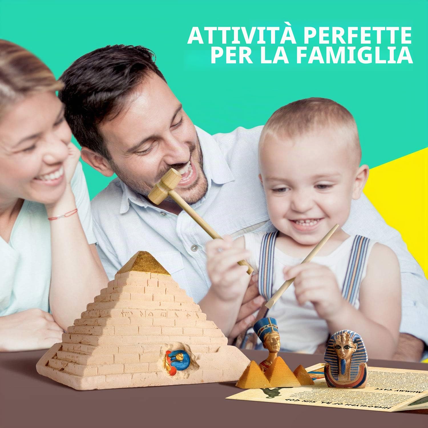 Egitto Kit di scavo per bambini - Kit di sperimentazione piramide grande gioco Dig Kit giocattolo per bambini dai 4, 5, 6, 7, 8, 9, 10 anni in poi