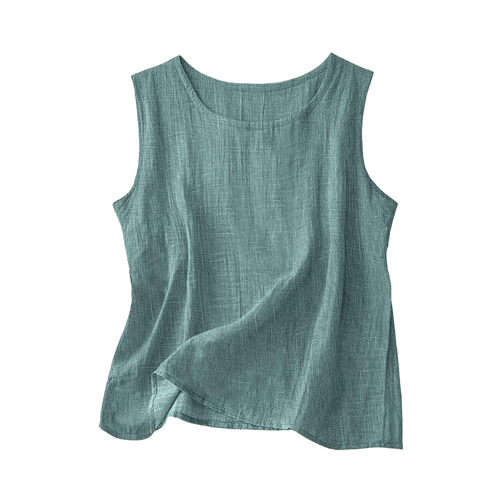 Linen Shirts for Women Linen Crewneck Tank Tops 2026 Spring Summer Beach Sleeveless Tops 2026 Fashion Vacation Shirts — view 22