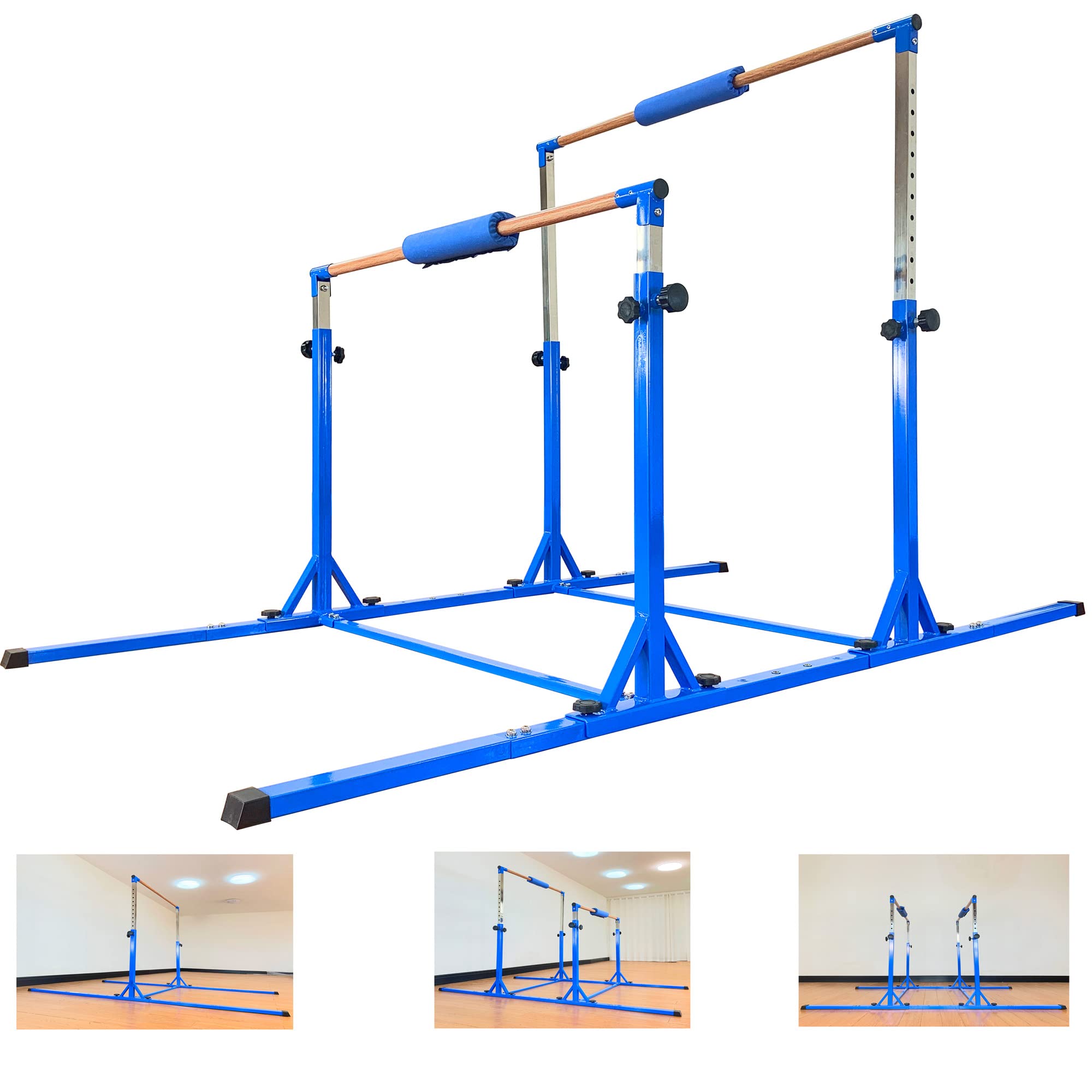 MARFULA Gymnastics Double Horizontal Bars 3Play Parallel Bars Uneven Bars Gymnastics Training Bar with 304 Stainless Steel Regulating Arms & Fiberglass Rail for Indoor Outdoor Home Club Use