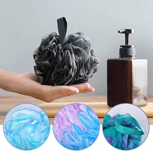 Miniatura 6 de 10 esponjas de ducha, esponja de lufa para ducha, bolas exfoliantes para mujeres, hombres, baño de baño, exfoliante con accesorios de baño de belleza
