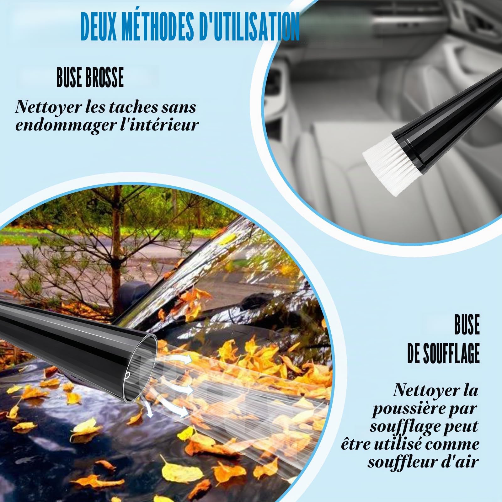 Fusil de nettoyage à sec : outil de nettoyage de voiture pistolet de nettoyage à air comprimé, nettoyage intérieur à air, nettoyage efficace de l'intérieur de la voiture, nettoyage haute pression
