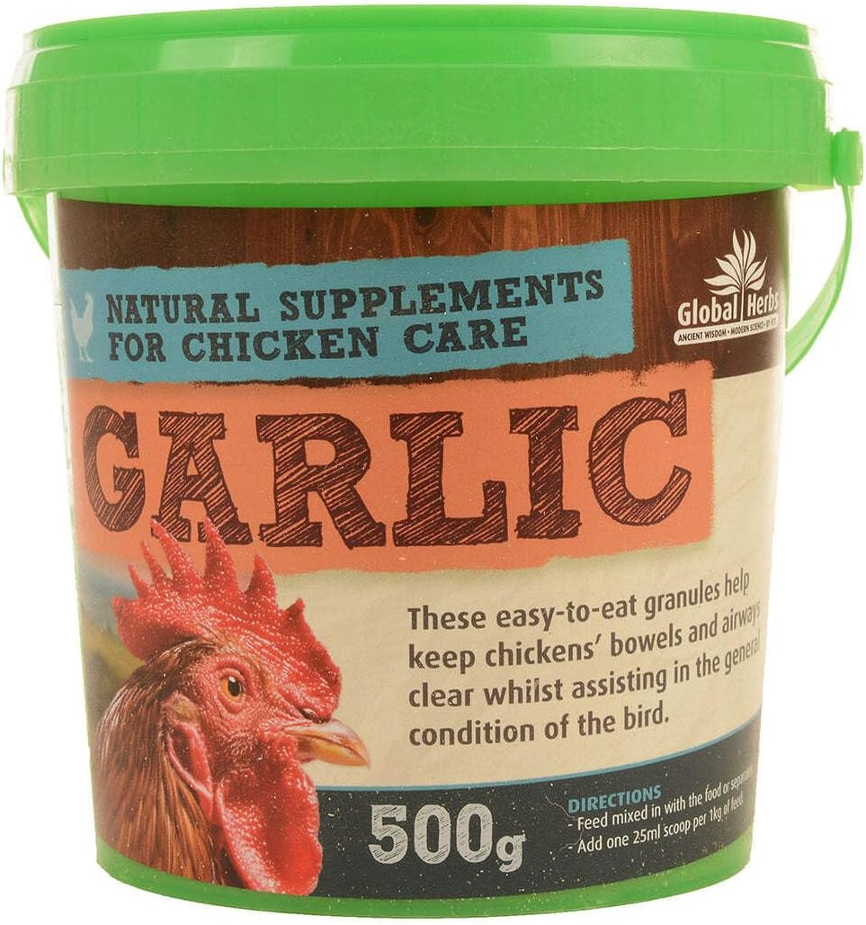 Global Herbs Chicken Garlic Granules for Poultry Digestive & Condition Support 500g