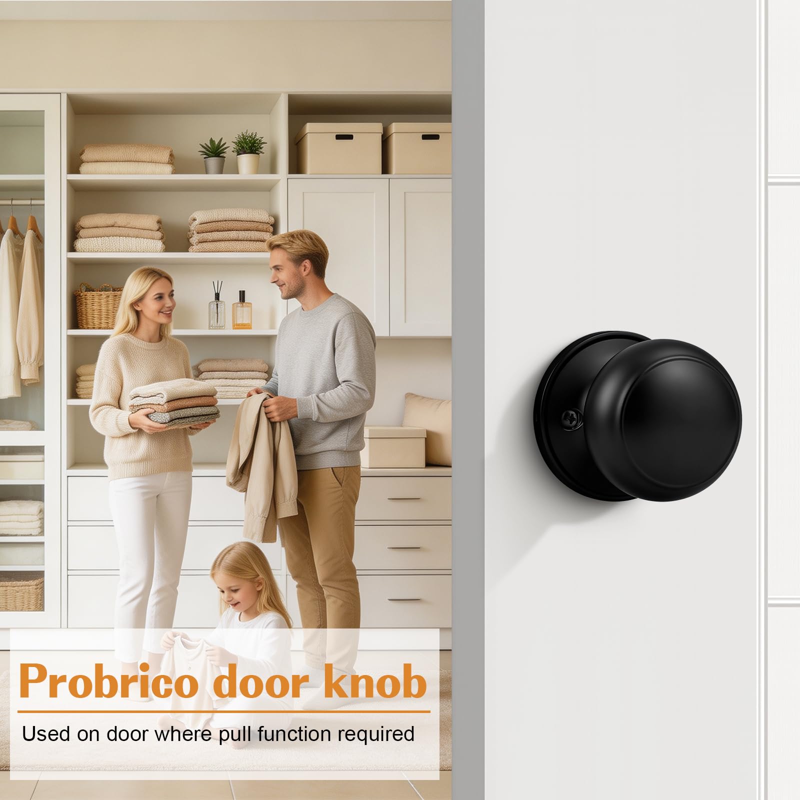 Black Dummy Door Knobs - 4 Pack -2