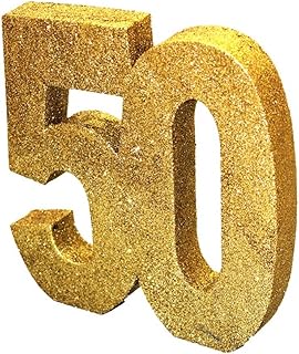 Generique H104 - Decorazione da tavolo con numero 50, colore: oro glitterato, 1 pezzo