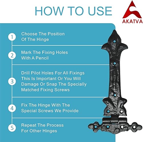 Miniatura 5 de Juego de bisagras en T  4 piezas de bisagras de puerta para vallas de madera resistentes  Bisagras de granero para puertas  Bisagras negras
