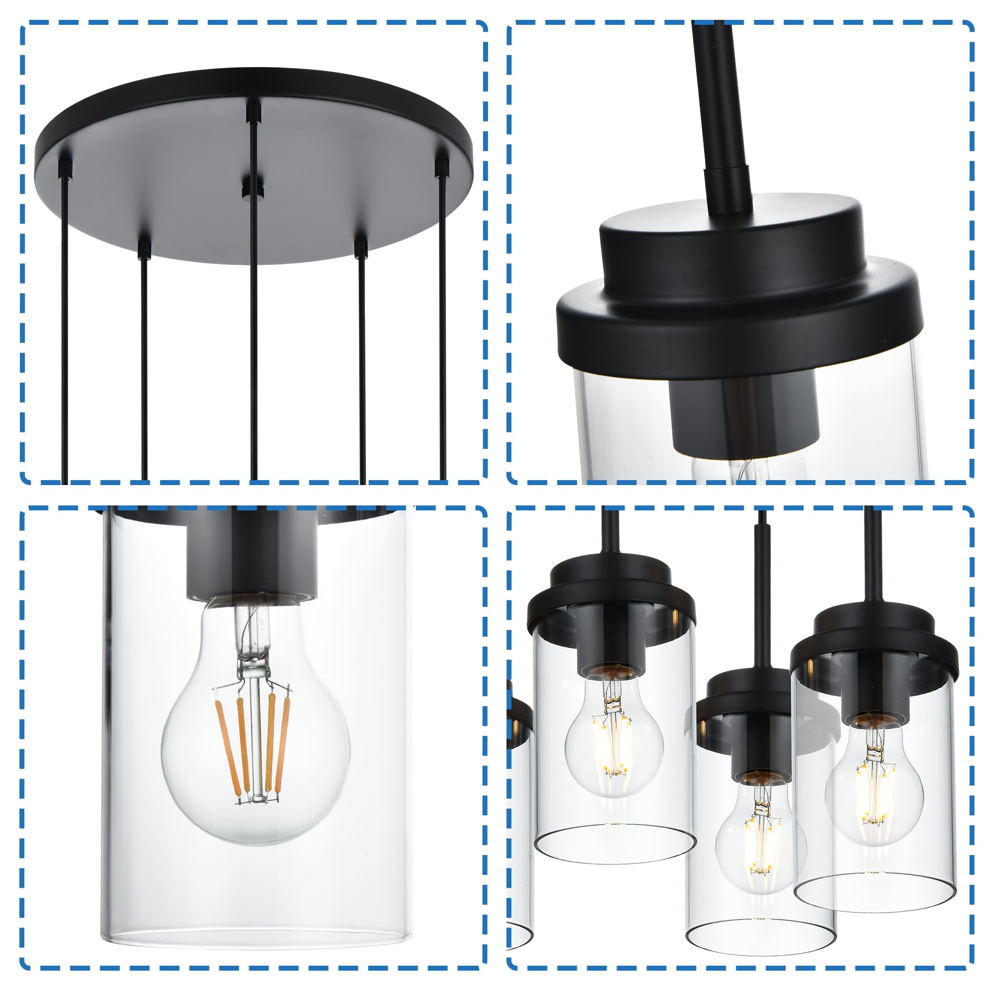 MELUCEE 5-Light Pendant Chandelier - Modern Lighting -8