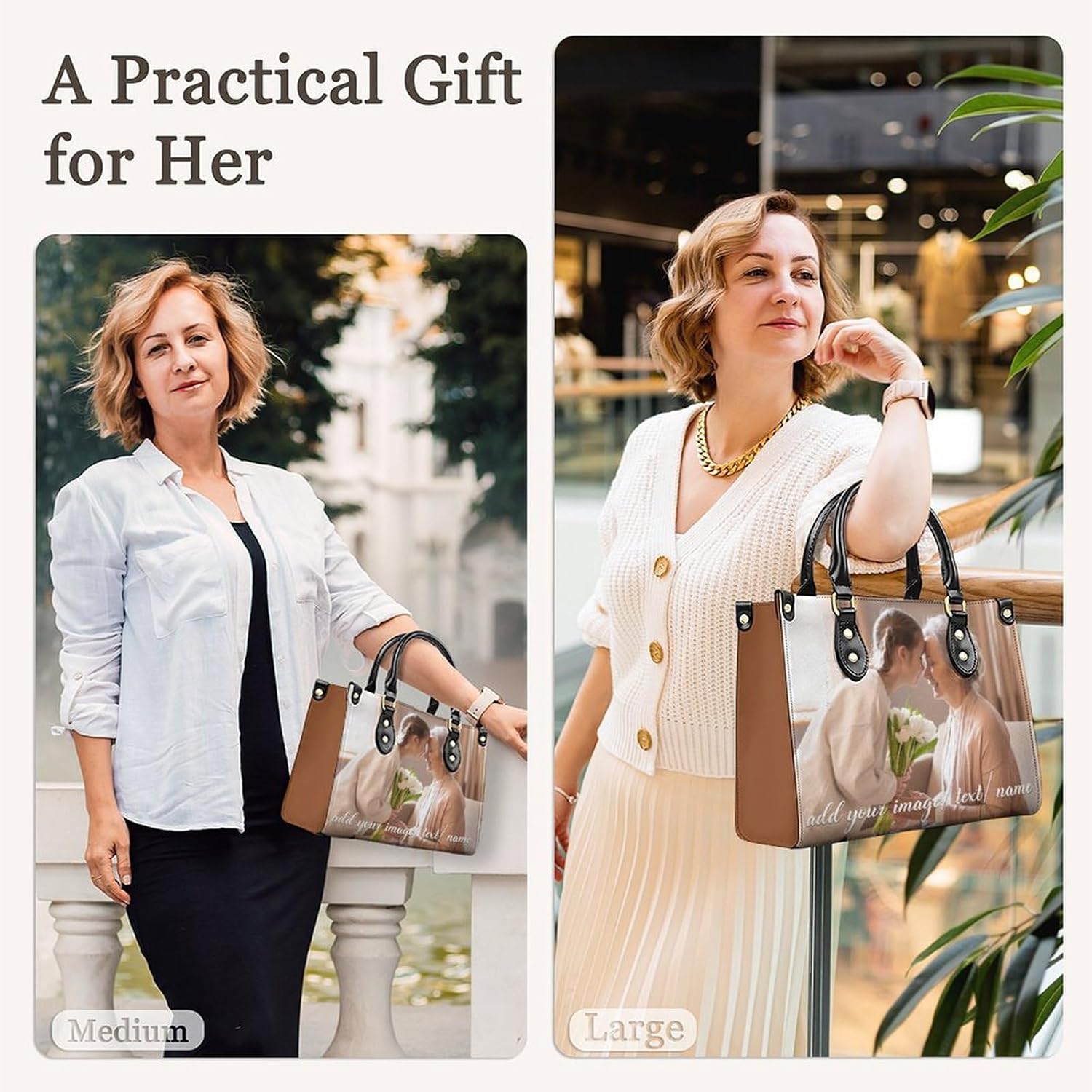 Personalized Handbag with Photo Text for Women, Custom Purse Tote Bag Gift for Her - Image 7