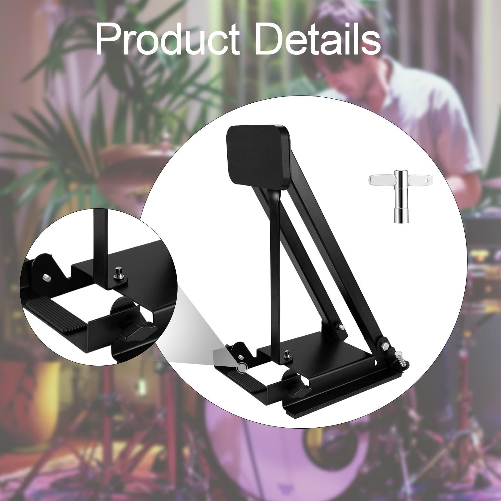 Colaxi Bass Pedal Practice Pad for Training Folding Easy to Use High Density Rubber Sturdy Silent Compact Size Drum Pedal Connection