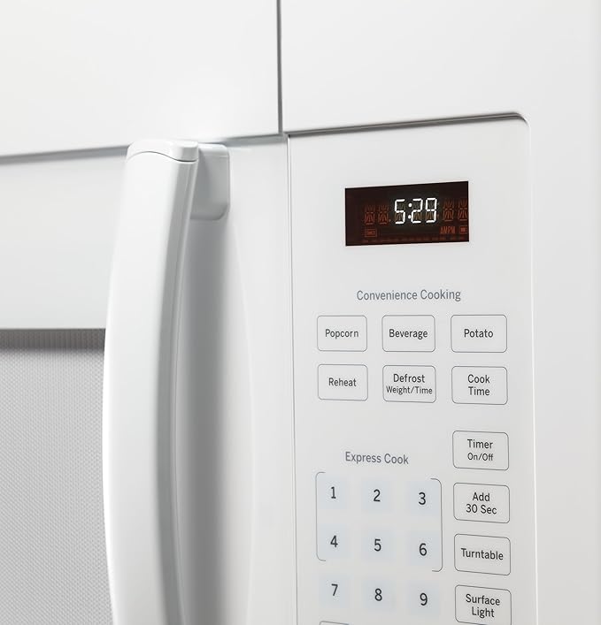 Additionally, the GE JVM3160DFWW possesses easy-to-use controls with a digital display that makes it simple to program and monitor cooking times. It has a two-speed, 300 CFM venting system, which efficiently removes smoke, steam, and odors from your kitchen. Overall, this over-the-range microwave oven offers a blend of functionality, style, and convenience for your cooking needs. Description by ChatGPT.