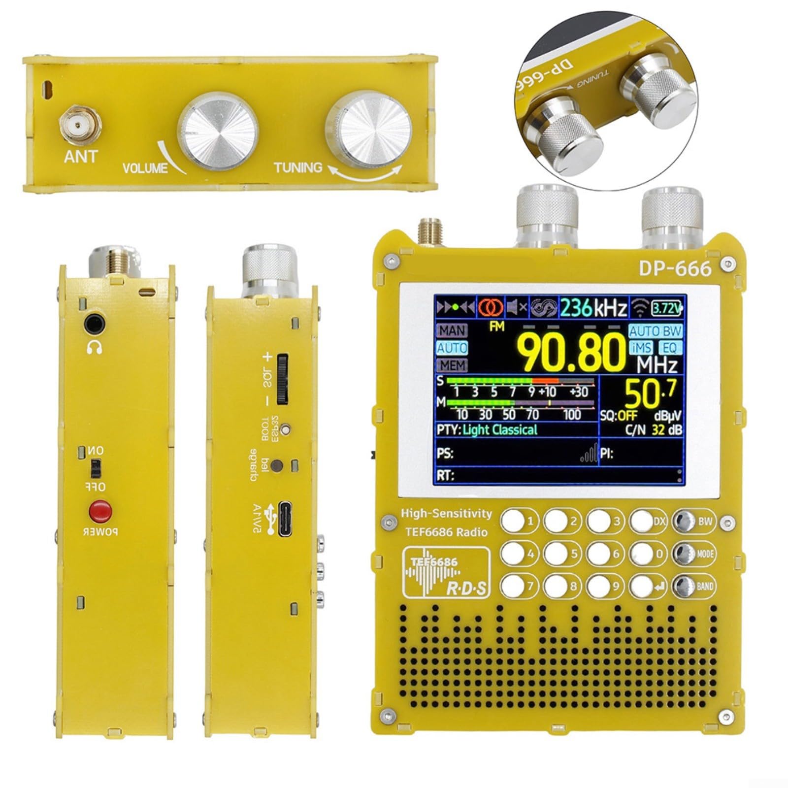 DP-666 TEF6686 Hochempfindliches Radio Vollband-FM-AM-FM-Kurzwellenradio(White1)